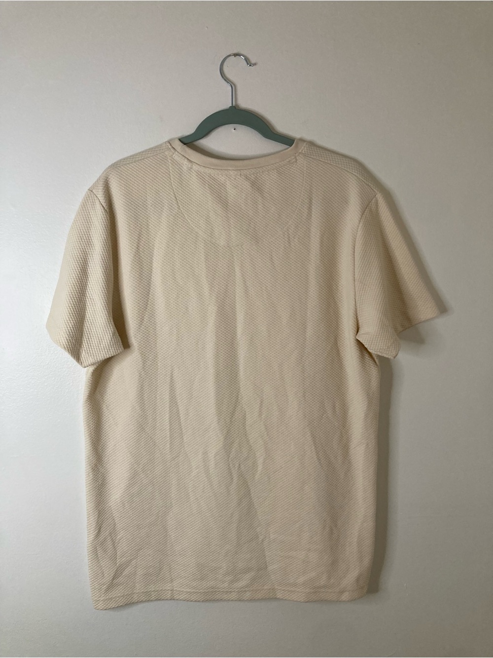 DENIM & FLOWER Ricky Singh Cream Ivory Textured Waffle Knit T-Shirt Large EUC - Picture 2 of 6